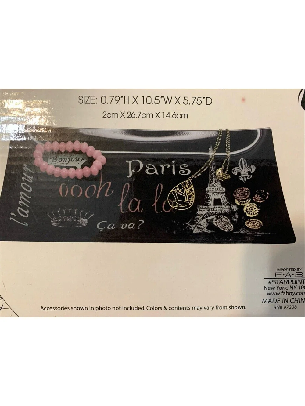 F.A.B StarPoint l’amour Paris Glass Trinket Tray NEW IN BOX JEWELRY KEYS 🎁